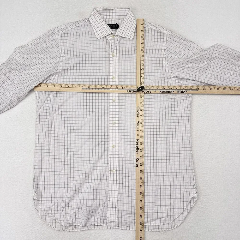 Polo Ralph Lauren Dress Shirt Men’s Size 16 / 33 White Pink Checks Career Office - Picture 6 of 8